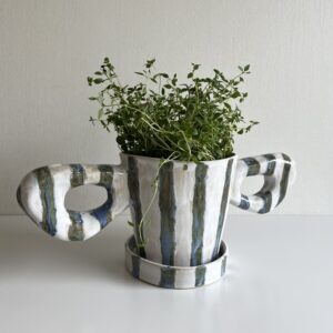 Cheeky Pot handbyggd keramisk kruka med fat